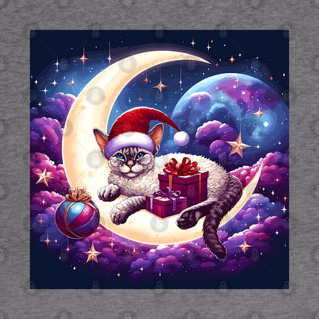 Devon Rex Cat On The Moon Christmas by Graceful Designs